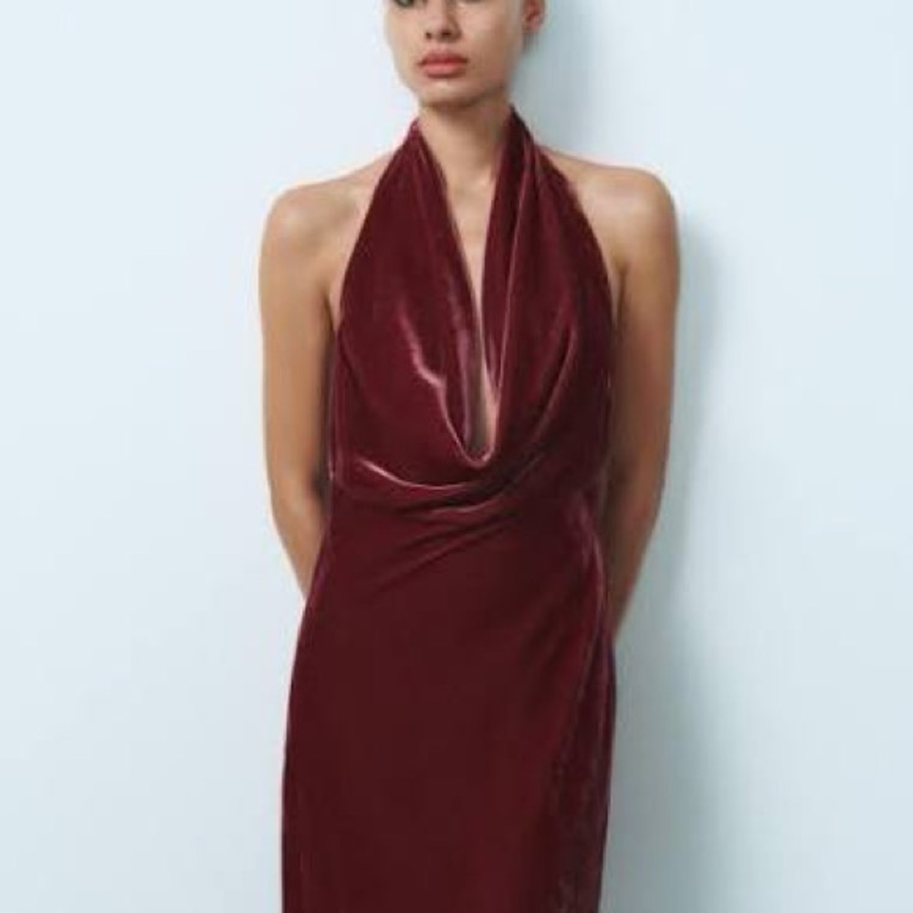 Zara Pink Halter Sheath Dress Cocktail Backless